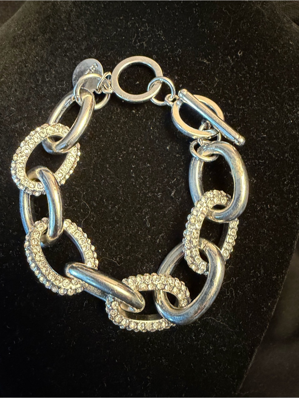 Chico’s Chunky Silver Pavé Link Bracelet